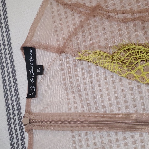 For Love & Lemons Chartreuse yellow lace dress - Picture 6 of 9